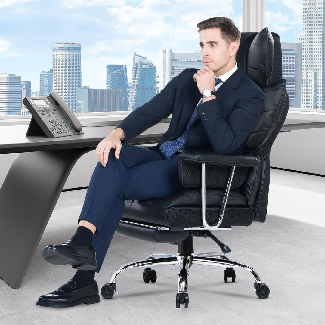 rattantree Bürostuhl mit Fussstütze, Ergonomischer Schreibtischstuhl mit Zusätzlichem Lordosenstützk