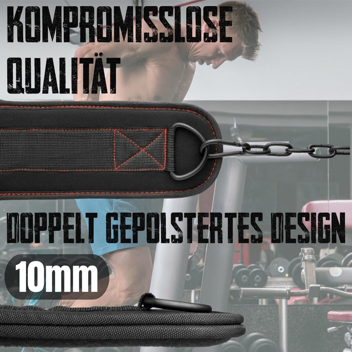 EVO Fitness Dip Gürtel robust 36" verstellbare Kette Gewichthebergürtel 6.25" Rückenstütze Hebegürte