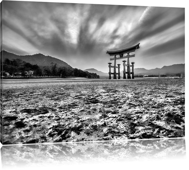 Pixxprint Torii in Hiroshima Japan als Leinwandbild/Grösse: 100x70 cm/Wandbild/Kunstdruck/fertig bes