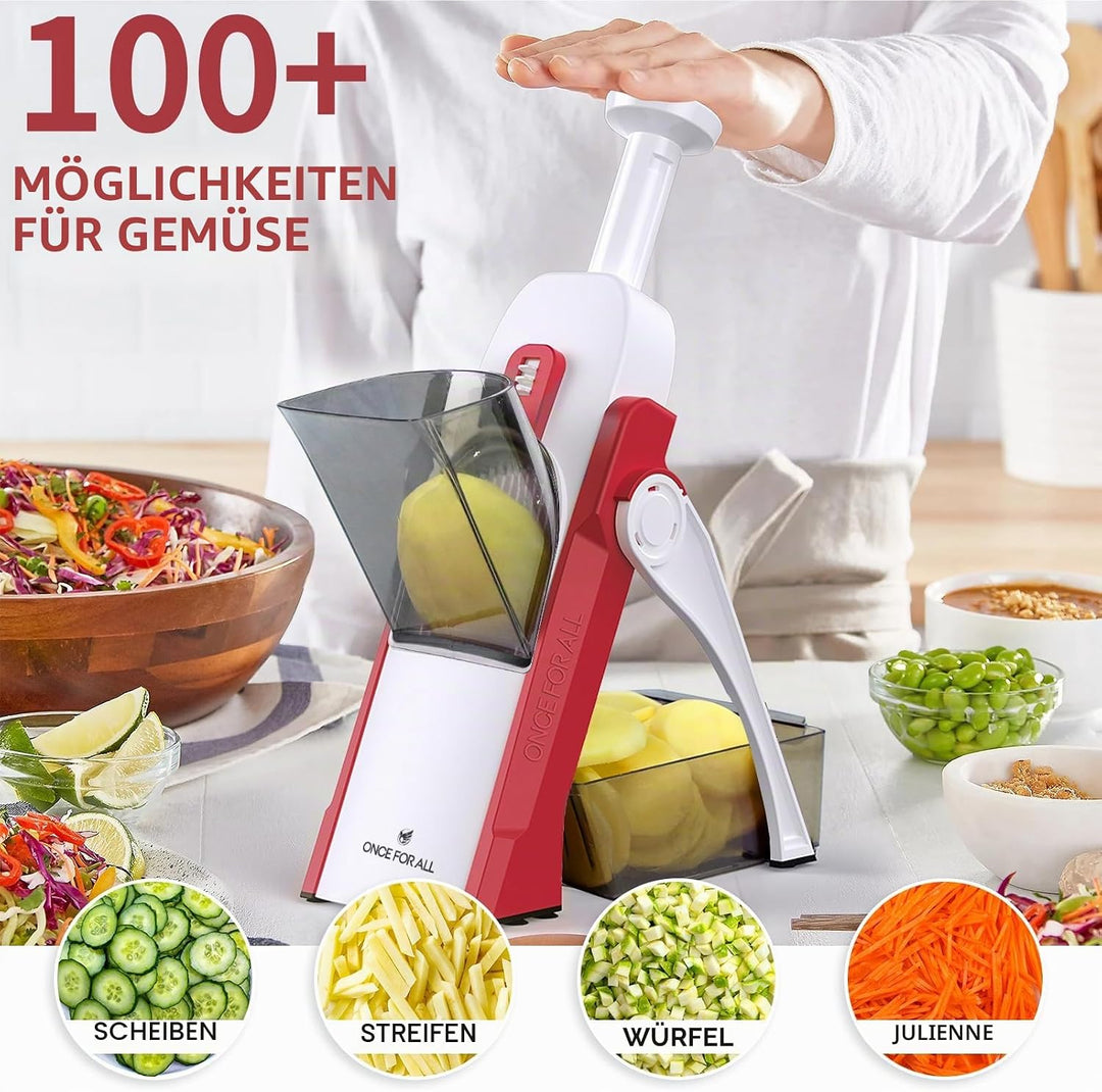 ONCE FOR ALL Gemüseschneider mit Auffangbecken, Gemüsehobel ideal als Pommesschneider & Kartoffelsch
