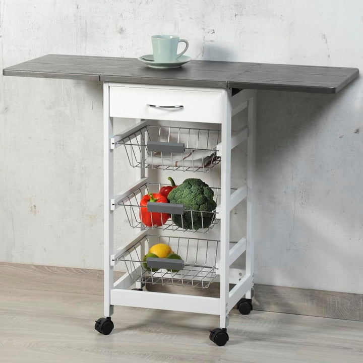 Kesper | Küchenwagen, Material: Holz, Masse: 45/97 x 37 x 75,5 cm, Farbe: Weiss, Grau | 25816 13