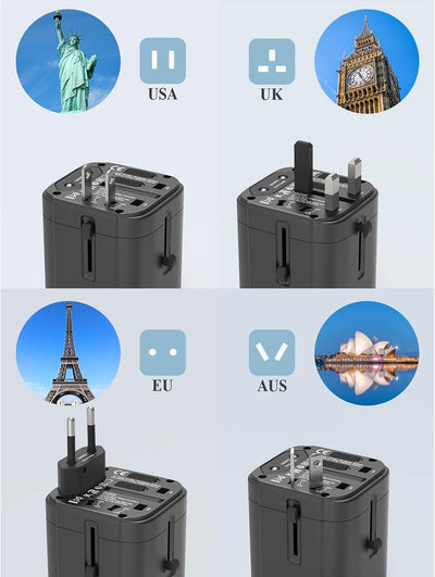 TESSAN Reiseadapter Weltweit, Steckdosenadapter Japan mit 3 USB A, Reisestecker Adapter Weltweit, Un