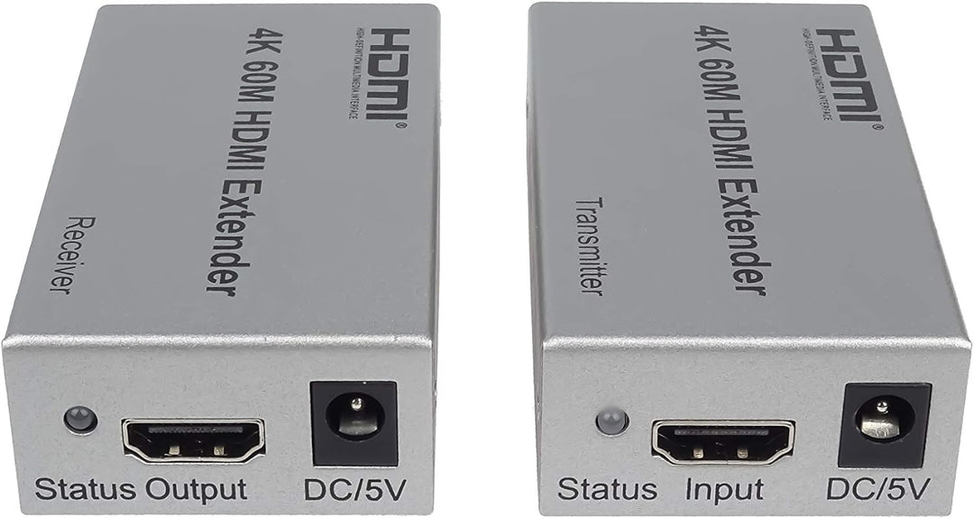 PremiumCord 4K HDMI Extender bis zu 60m über Patchkabel Cat5e / Cat6, LAN Kabel, Metallgehäuse, Komp
