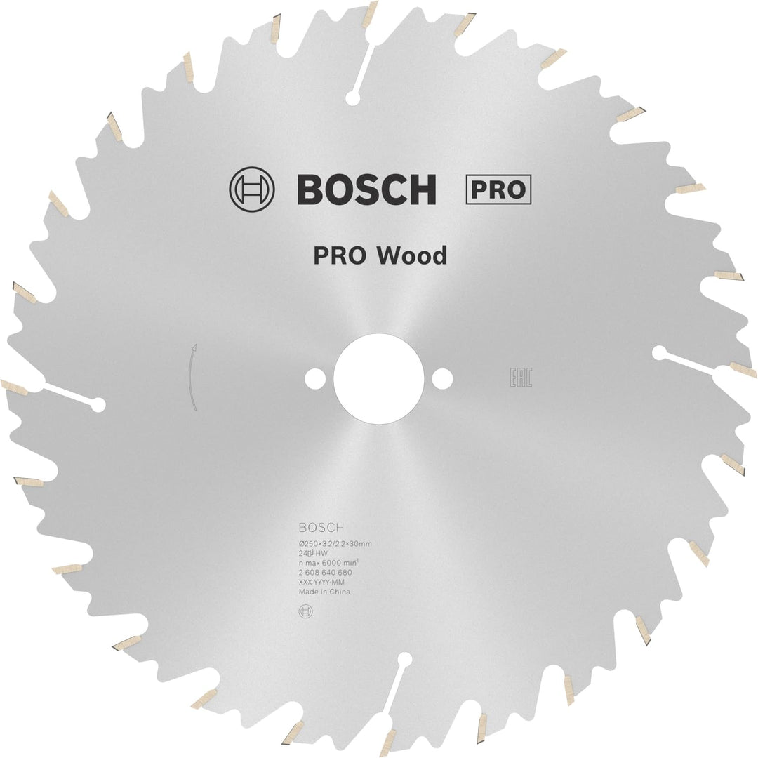 Bosch 1x PRO Wood Kreissägeblatt für Netz-Tischkreissägen (für Weichholz, Hartholz, Ø mm, Profession