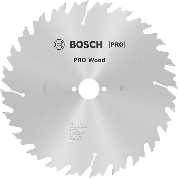 Bosch 1x PRO Wood Kreissägeblatt für Netz-Tischkreissägen (für Weichholz, Hartholz, Ø mm, Profession