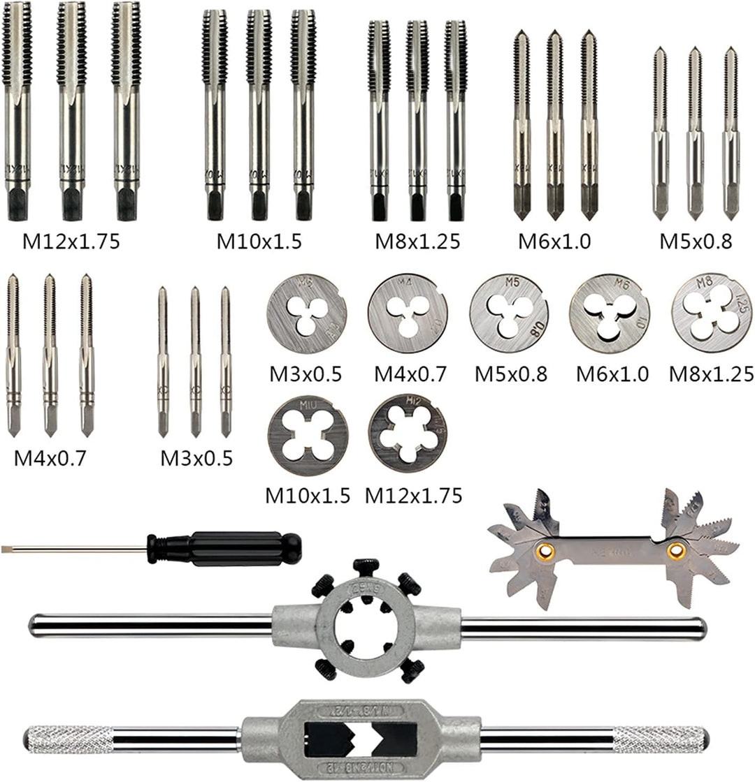 32 teilig Gewindeschneid-Set, legierter Stahl, metrisches Schraubengewinde, Schneidwerkzeuge, Kegelb