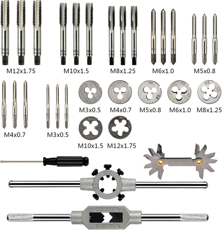 32 teilig Gewindeschneid-Set, legierter Stahl, metrisches Schraubengewinde, Schneidwerkzeuge, Kegelb