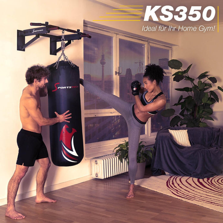 Sportstech Innovative 4in1 Klimmzugstange zur Wandmontage | neuartig platzsparend klappbar | 3 Multi