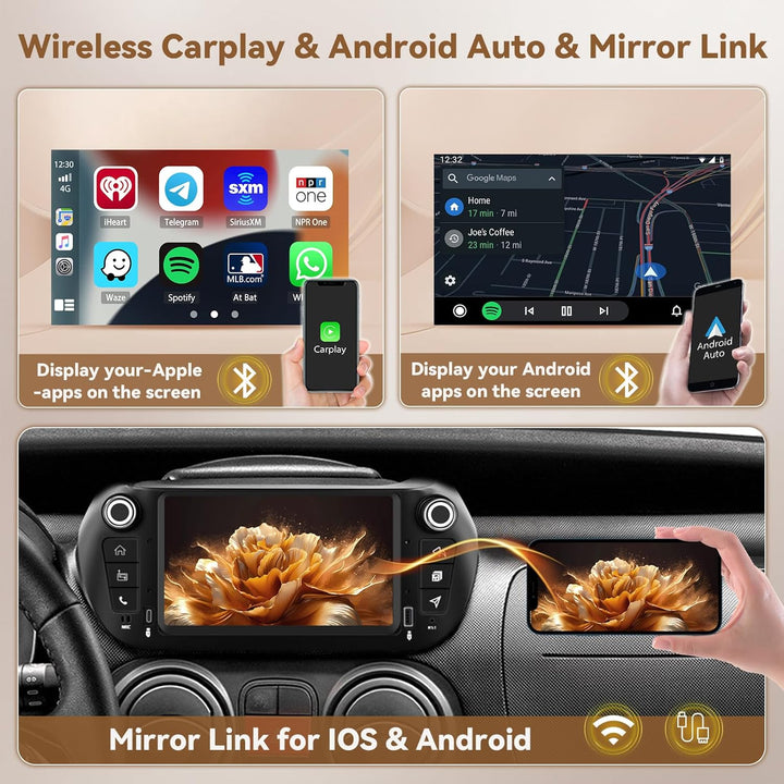 Hikity Android 15 4+128G Autoradio für FIAT Fiorino 2008－2016 mit 7 Zoll Incell Touchscreen, Autorad