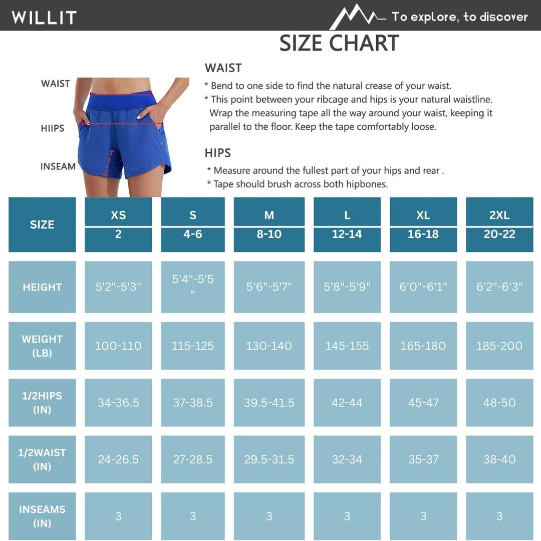 WILLIT Damen 3" Badeshorts Badehose mit Kurzliner Schnelltrockner XS Grau, XS Grau