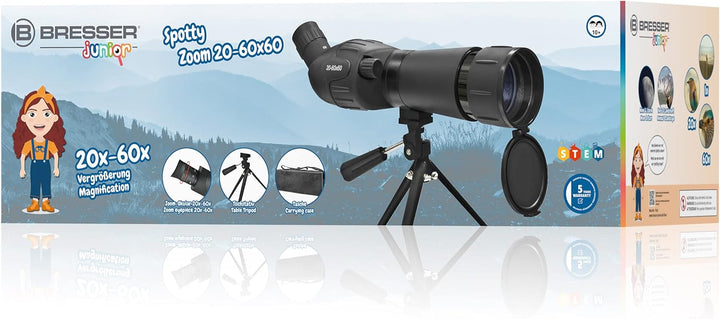 Bresser Junior Spektiv Spotty 20-60x60 mit stufenloser Zoomfunktion, 360° drehbarem Tubus, voll verg