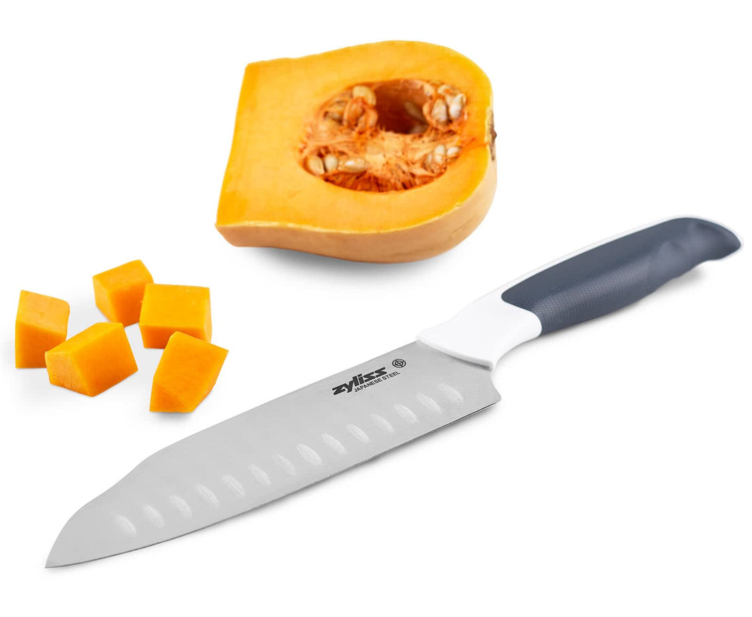 Zyliss E920212 Comfort Santoku Messer, Japanischer Edelstahl, Dunkelgrauer/weisser Griff, Küchenmess