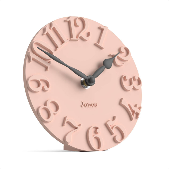 JONES CLOCKS® Hampstead Schreibtisch Uhr | Freistehend | Rosa | Elegante, erhabene Ziffern | Ideal f