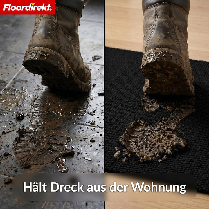 Floordirekt Schmutzfangmatte Grau 100x350cm Hong Kong Pro – rutschfeste Sauberlaufmatte mit TPE-Rück