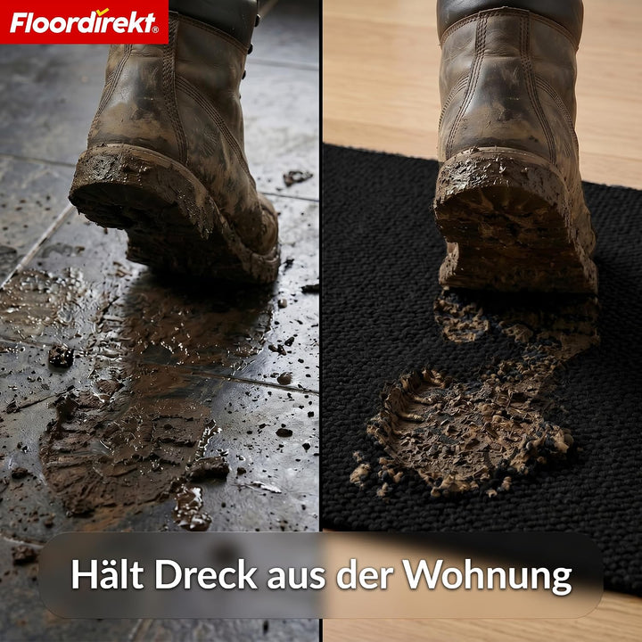 Floordirekt Schmutzfangmatte Grau 80x750cm Hong Kong Pro – rutschfeste Sauberlaufmatte mit TPE-Rücke