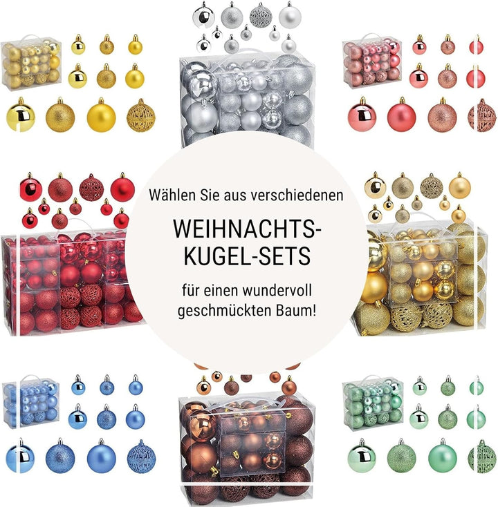 WOMA Weihnachtskugeln Set I 50 oder 100 Christbaum-Kugeln I Weihnachtskugeln Kunststoff I Weihnachts