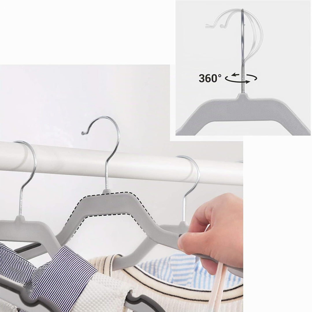 SONGMICS Kleiderbügel, 20 Stück Anzugbügel, flache Bügel mit 360° Drehhaken, doppelter Anti-Rutsch-S