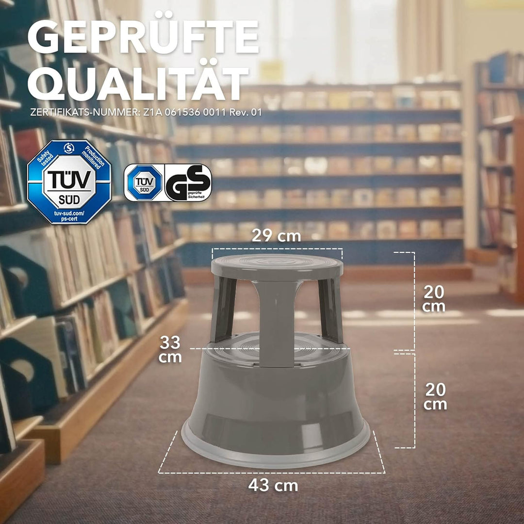 Floordirekt Rollhocker, Tritthocker, Elefantenfuss | Hocker für Buro oder Gewerbe | TÜV + GS geprüft