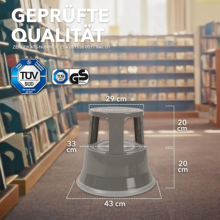 Floordirekt Rollhocker, Tritthocker, Elefantenfuss | Hocker für Buro oder Gewerbe | TÜV + GS geprüft