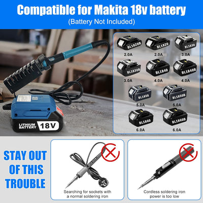 Akku Lötkolben Set, Cordless Tragbar Lötkolben Kompatibel mit Makita 18V, Lötkolben Einstellbare Tem