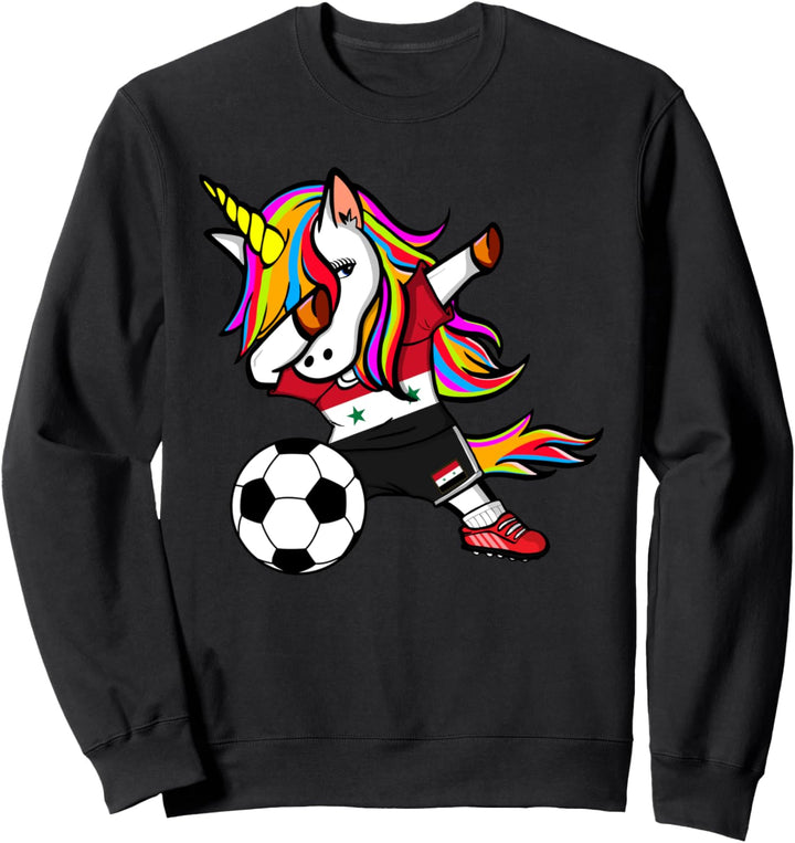 Dabbing Einhorn Unicorn Syrien Fussball - Syrische Flagge Sweatshirt