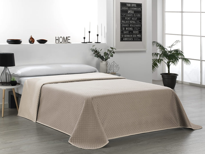 Martina Home Tagesdecke, wendbar, Leder, Beige Bett 135 cm Beige Leder, Bett 135 cm Beige Leder