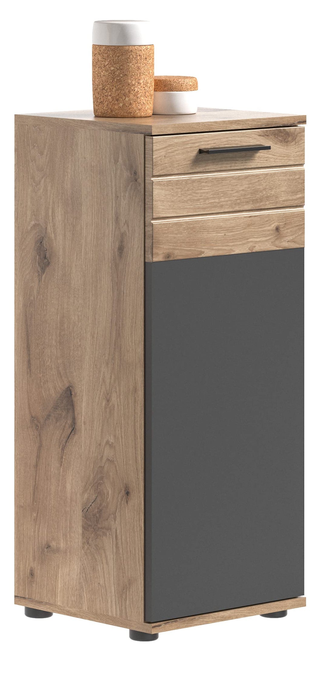 xonox.home X11B8701 Mason Standschrank Bad Grau, Badezimmerschrank Kommode 37 x 87 x 34 cm, Standsch