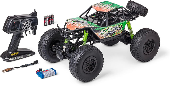 Carson 500404289 1:8 Dirt Crawler 4x4 100% RTR grün - Ferngesteuertes Auto, RC Auto, RC Fahrzeug, RC