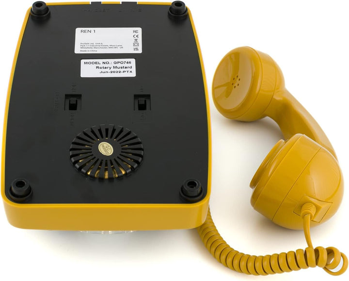 GPO 746ROTARYMUS Retro Telefon mit Wählscheibe im 70er Jahre Design Gelb- Senf, Gelb- Senf