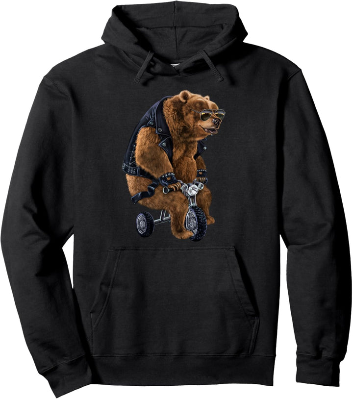 Punkrock-Grizzlybär auf einem Mini-Dreirad Pullover Hoodie