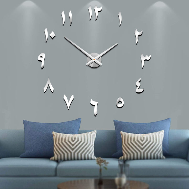 Mintime Mute DIY rahmenlose grosse Wanduhr arabische Ziffern 3D Spiegel Aufkleber Home Office Dekora