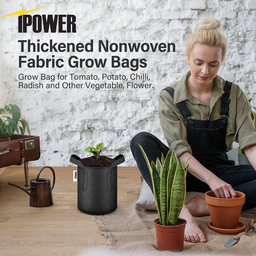 iPower 35L 5er-Pack Grow Bags Stoff Belüftungstöpfe Behälter mit Riemengriffen für Kindergarten und