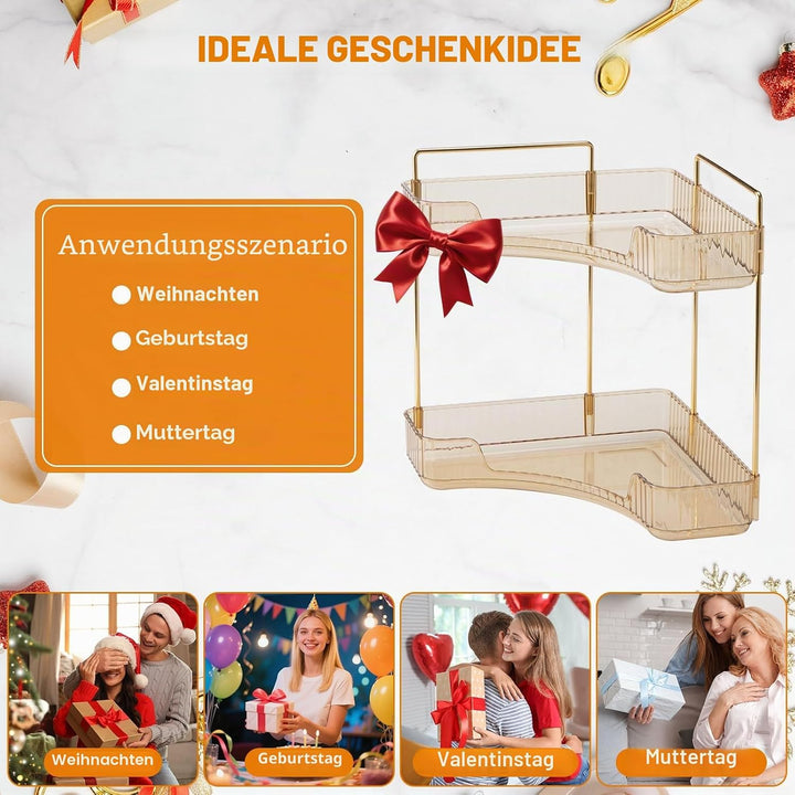 SHANNA Eckiger Make Up Kosmetik Organizer: Verstellbares Make-up-Regal für die Kommode, Multifunktio