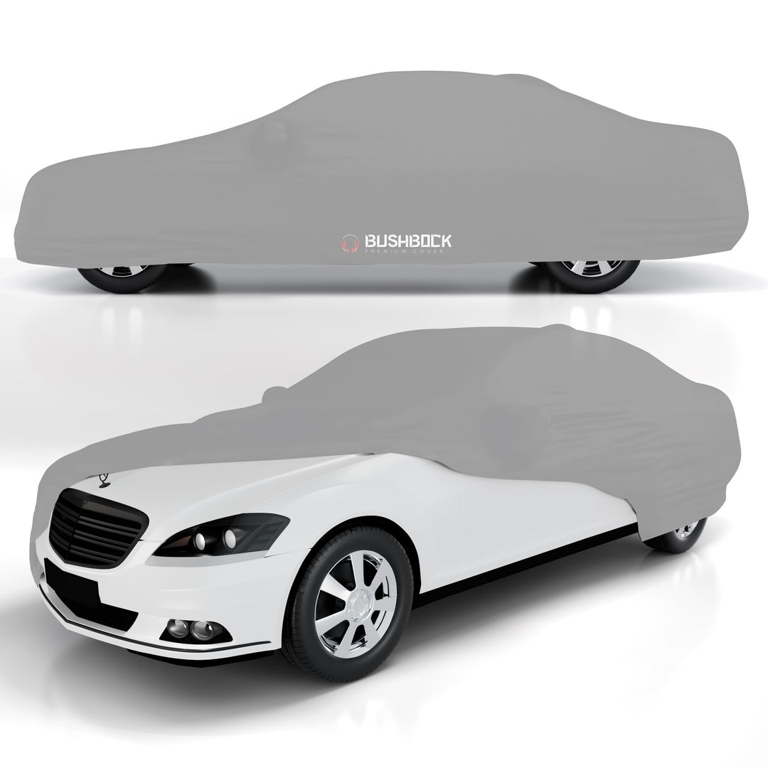 BUSHBOCK® Premium Autoabdeckung Indoor - Satin Schutzhülle Stoff - Abdeckplane Autoplane Autogarage