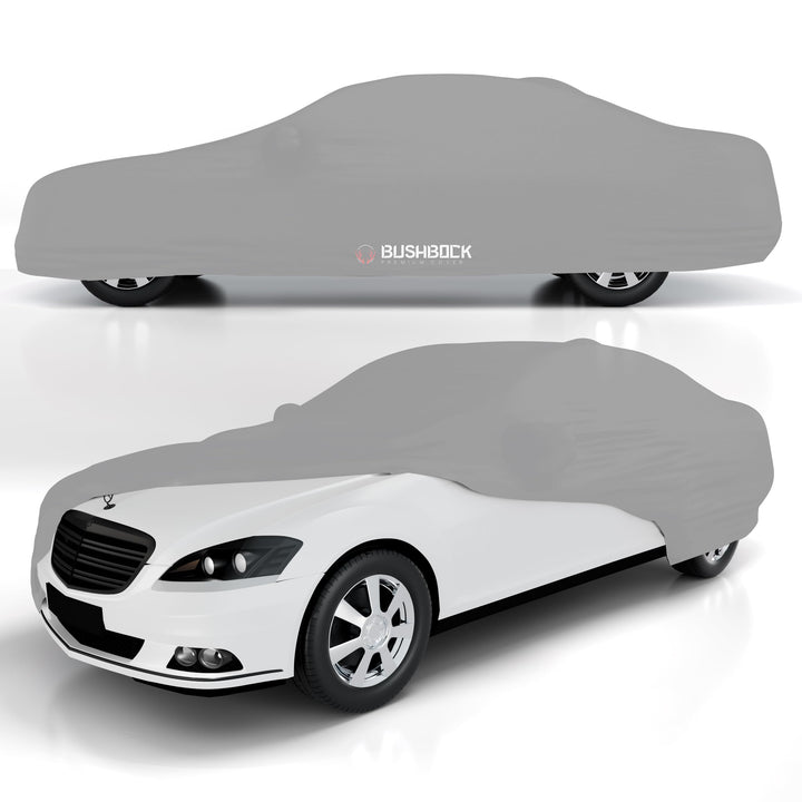 BUSHBOCK® Premium Autoabdeckung Indoor - Satin Schutzhülle Stoff - Abdeckplane Autoplane Autogarage