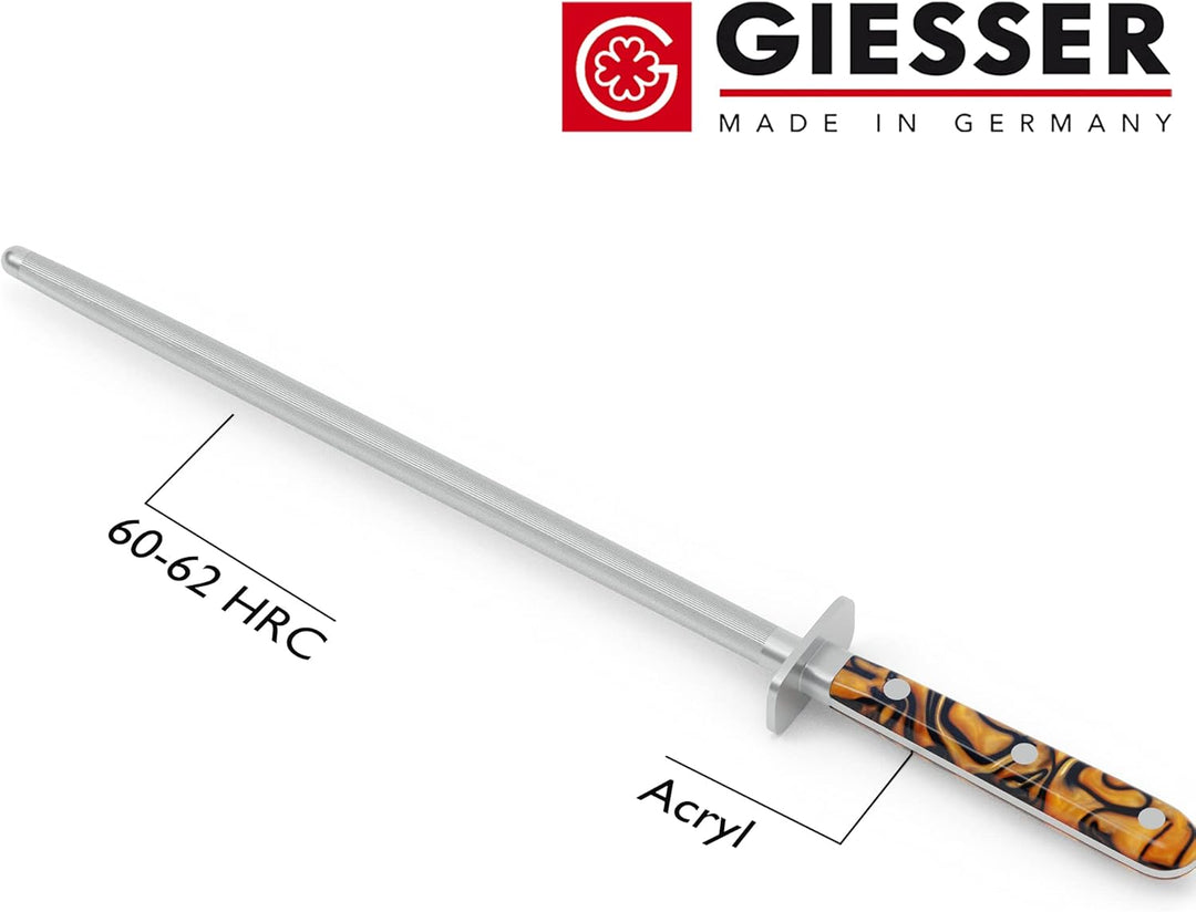 Giesser seit 1776 - Made in Germany - Wetzstahl 25 cm Spicy Orange, PremiumCut Steel No 1, Messersch