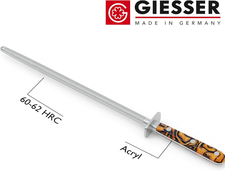 Giesser seit 1776 - Made in Germany - Wetzstahl 25 cm Spicy Orange, PremiumCut Steel No 1, Messersch