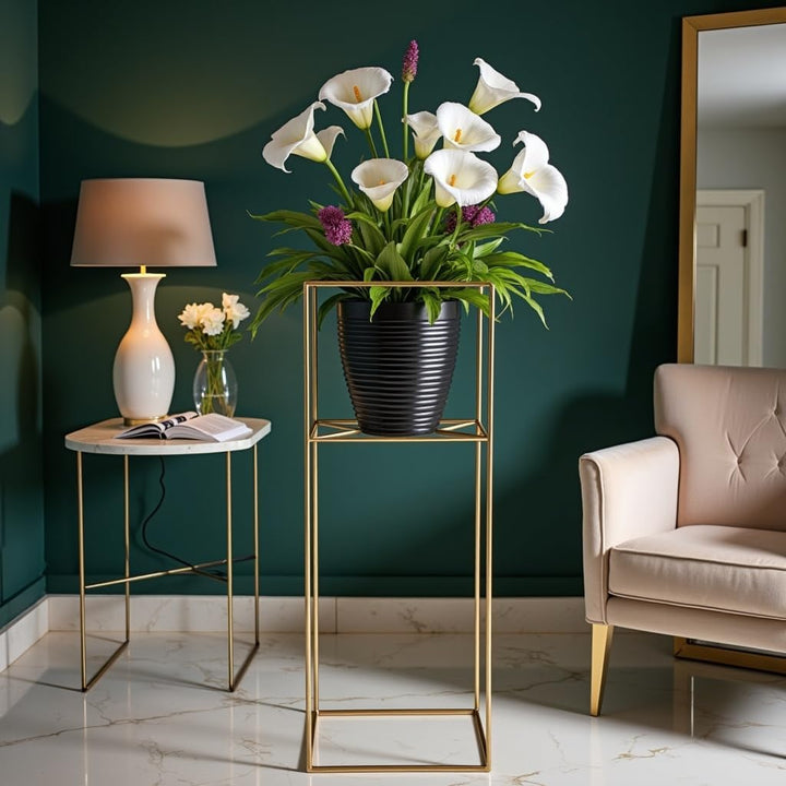 Pflanzenständer Filo - 24x24x60cm - Farbe Gold - für Zimmerblumen - Metallregal - Dekorativer Tisch