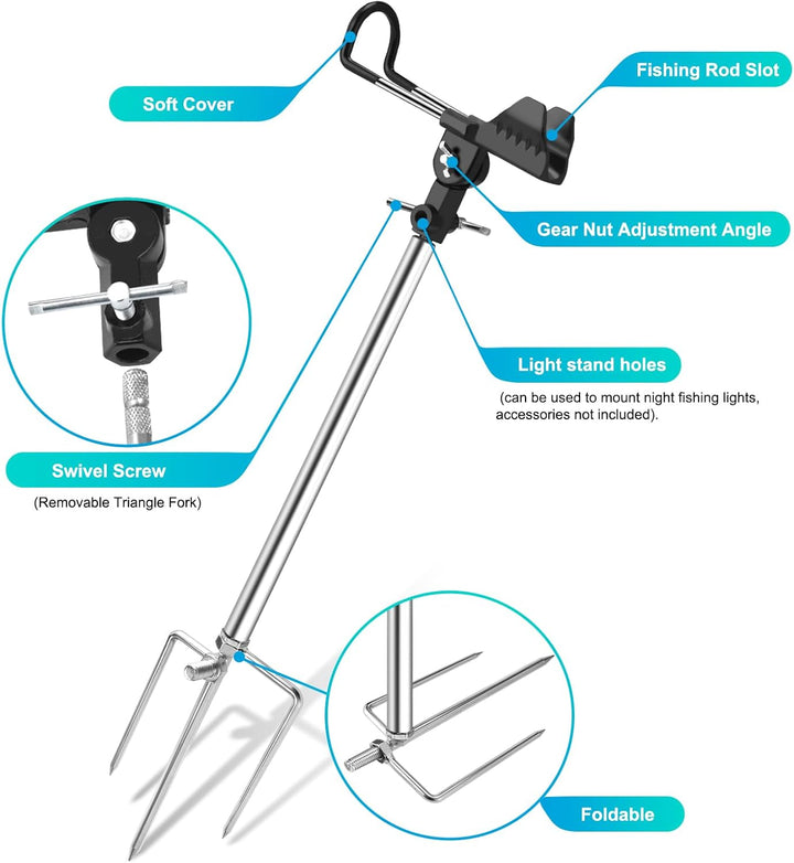 Rutenhalter, Multifunktionale Edelstahl Angelrutenhalter, 360 ° Verstellbar & Abnehmbar Leicht Zu Tr