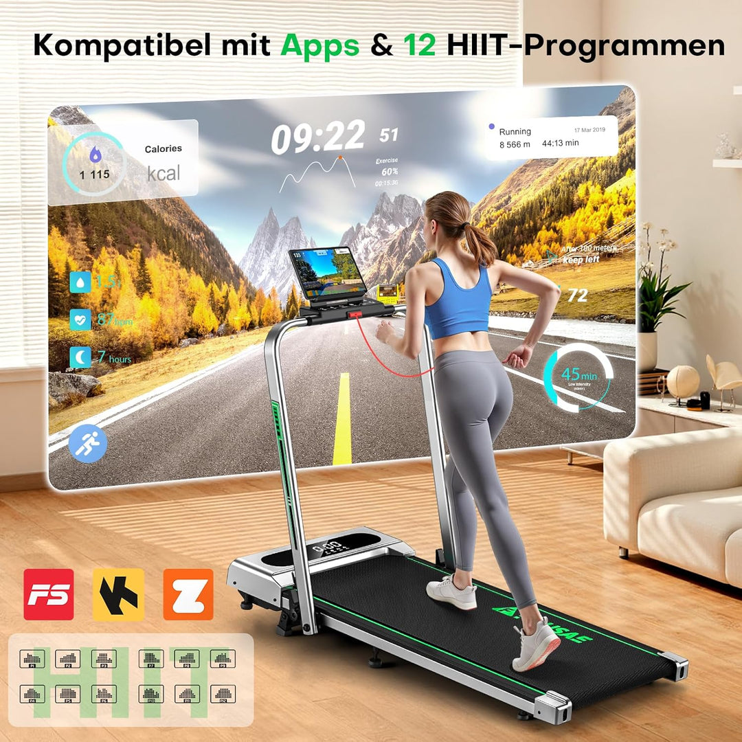 Laufband für Zuhause, 5 in 1 Walking Pad, 12km/h Klappbar Laufband mit 9% Steigung, 2.75HP bürstenlo