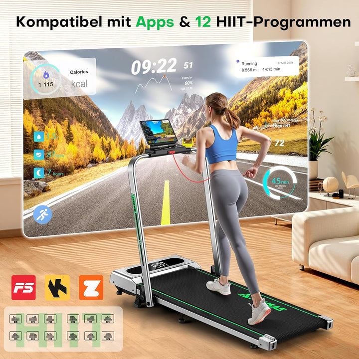 Laufband für Zuhause, 5 in 1 Walking Pad, 12km/h Klappbar Laufband mit 9% Steigung, 2.75HP bürstenlo