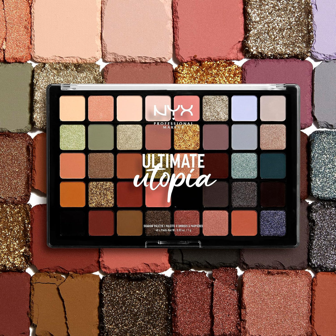NYX Professional Makeup Lidschattenpalette, Ultimate Shadow Palette, Gepresster Puder Lidschatten, 4