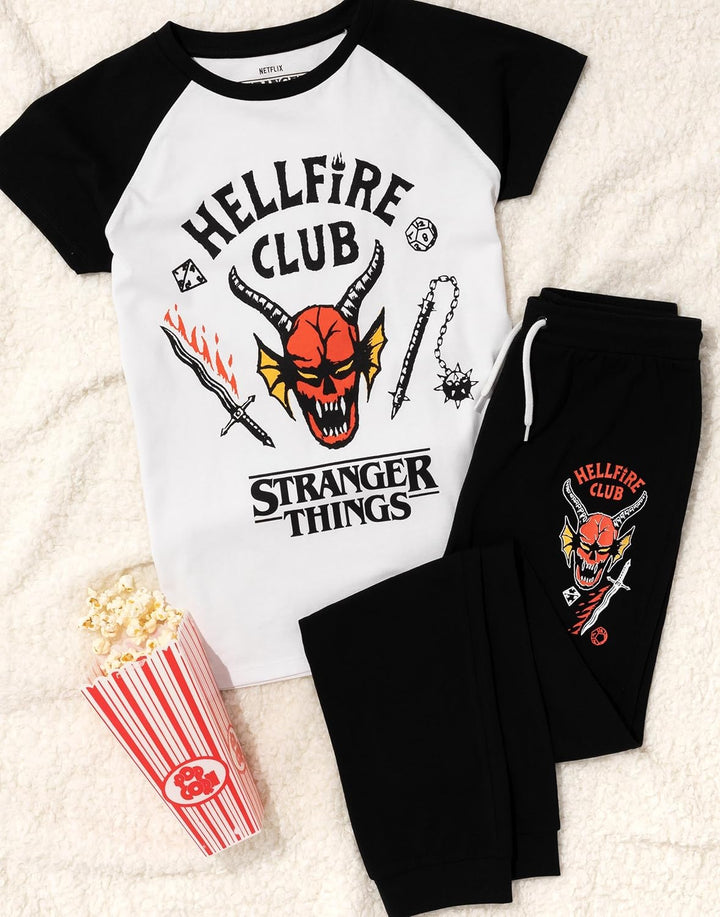Stranger Things Kinderpyjama | Unisex Hellfire Club Outfit Eddie Eleven Mike Dustin Max Members T-Sh
