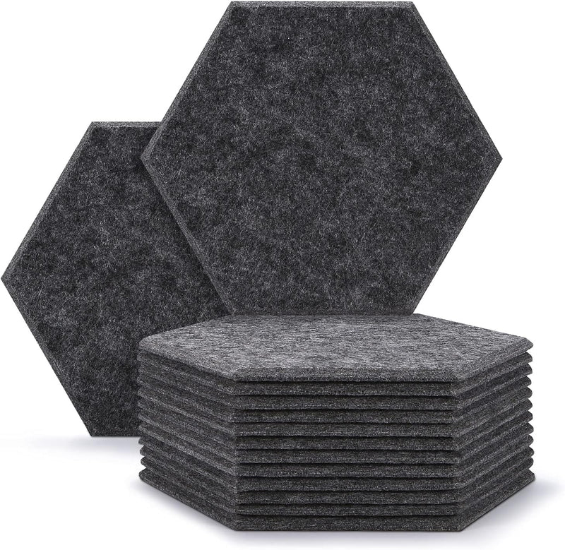 12 Packungen Akustische Absorptions-Paneels, AGPTEK 30 x 26 x 0,9 cm Hexagon Absorptionsplatten, Aku