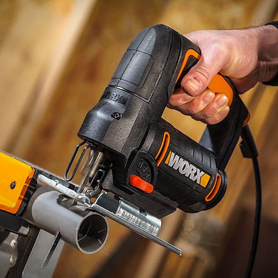 WORX WX477.1 Stichsäge 550W zum Schneiden von Holz, Stahl & Aluminium - ideal für Gehrungsschnitte –