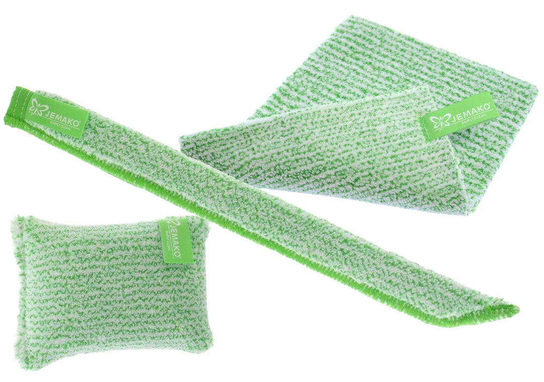 Jemako 3er Set grüne Faser - DuoTuch - Reinigungsschwamm Kurzflor - CleanStick 35 cm - inkl. Sinland
