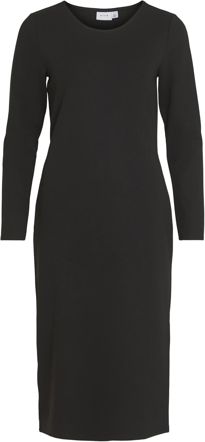 Vila Damen Viarmerone L/S Long Dress-Noos Maxikleid M Schwarz, M Schwarz