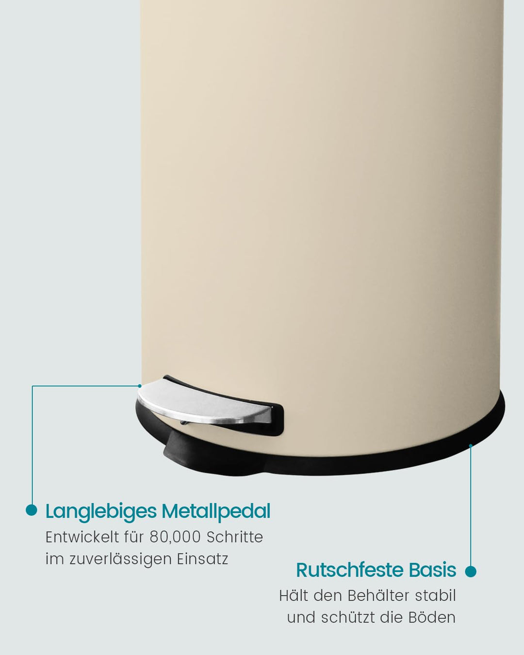 Mülleimer 30 L Treteimer mit Soft Close Deckel, Abfalleimer 30 Liter mit Fusspedal, Rund Mülleimer m