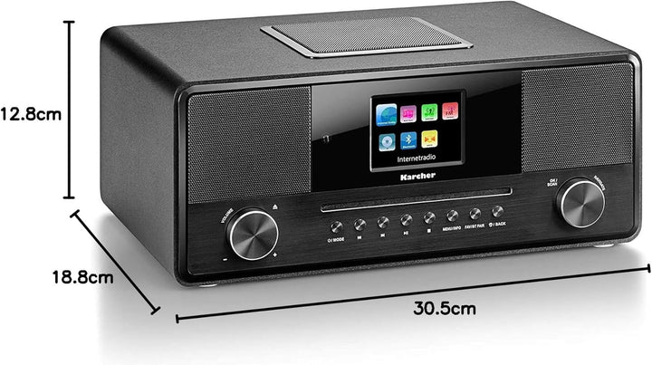 Karcher DAB 9000CDi Internetradio mit CD-Player (DAB+ / UKW-RDS, WLAN & Bluetooth, USB-Anschluss, AU