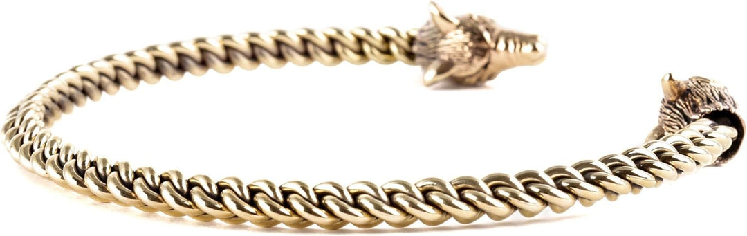 Windalf Vintage Frauen Halsreif STARK Ø 13.5 cm Wikinger Schmuck Torques Wolfsköpfe Vintage Halsschm